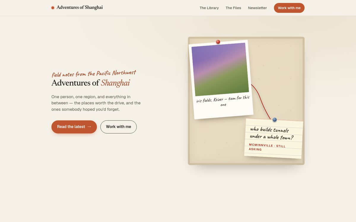 AOS Files homepage with an evidence board design